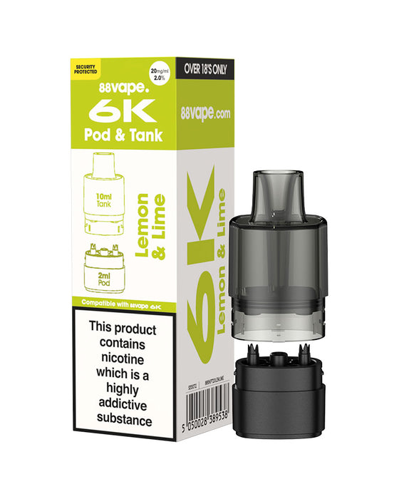 88Vape 6K Lemon Lime Refill Pack