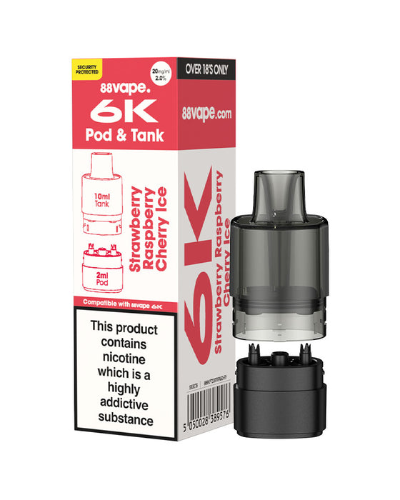88Vape 6K Strawberry Raspberry Cherry Ice Refill Pack