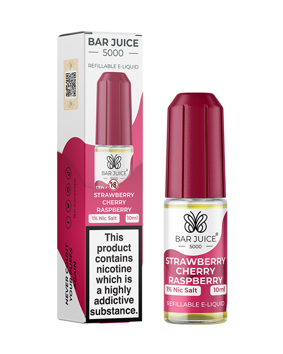 Strawberry Cherry Raspberry Nic Salt E-Liquid - Bar Juice 5000 88Vape Strawberry Cherry Raspberry Nic Salt E-Liquid - Bar Juice 5000 88Vape