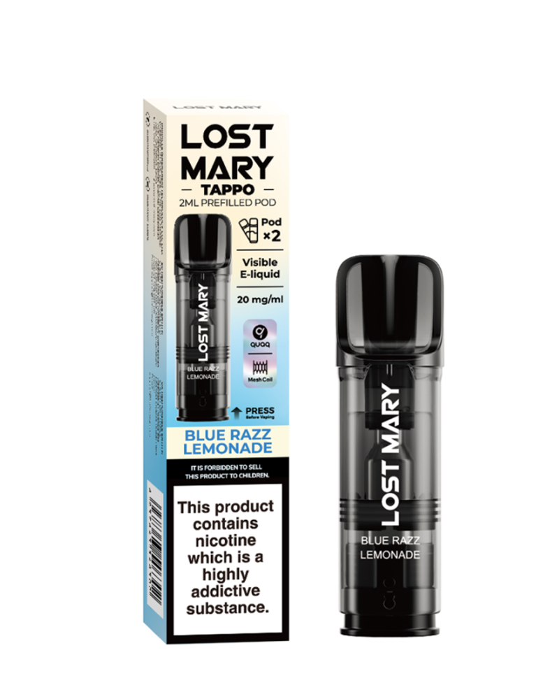 Blue Razz Lemonade Lost Mary Tappo Pods (x2) 88Vape Blue Razz Lemonade Lost Mary Tappo Pods (x2) 88Vape