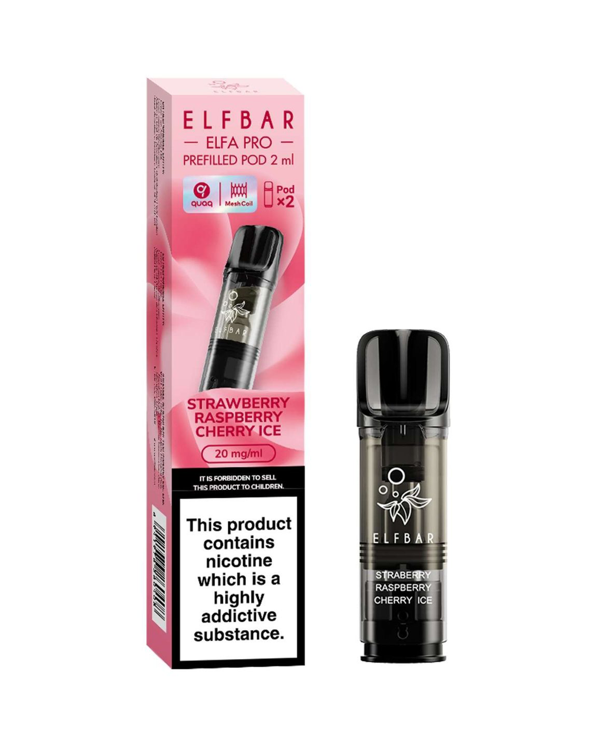 elfbar pods strawberry raspberry Strawberry Raspberry Cherry Ice Elf Bar Elfa Pro Pods (x2) — 88Vape