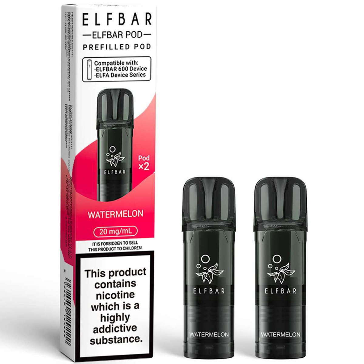 elfbar pods watermelon Watermelon Elf Bar 600 Pods (x2) — 88Vape